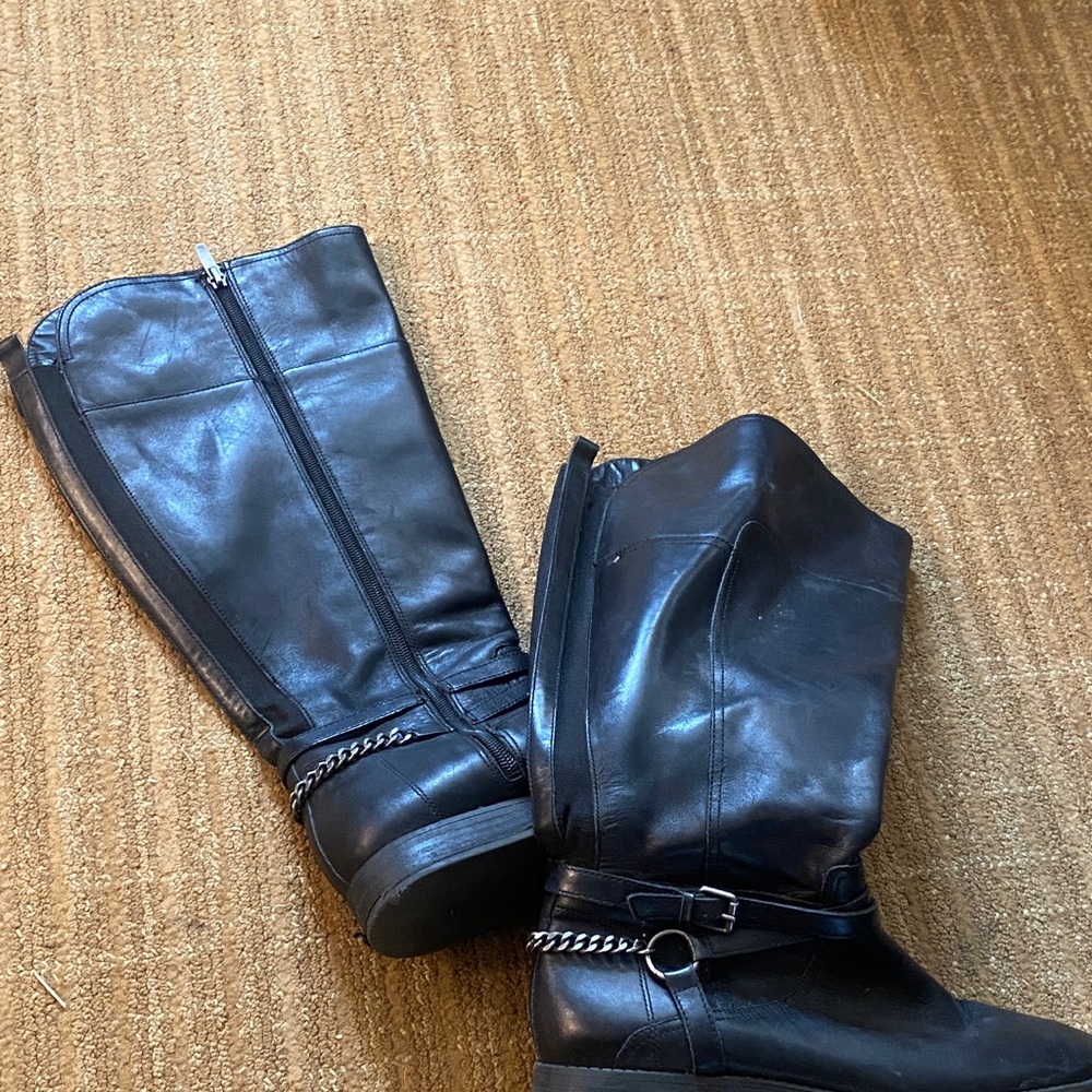 Marc Fisher Black Leather Combat Boots